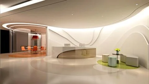 3D Render of Office, Working Space Stock Illustration