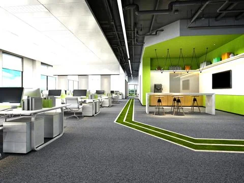 3D Render of Office, Working Space Stock Illustration