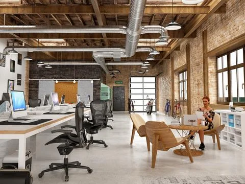 3D Render of Office, Working Space Illustrazione stock