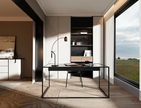 3D Render of Office, Working Space 스톡 일러스트