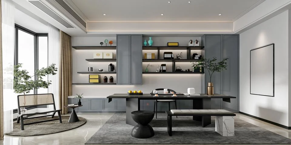 3D Render of Office, Working Space Stock Illustration