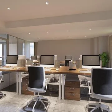 3D Render of Office, Working Space Illustrazione stock