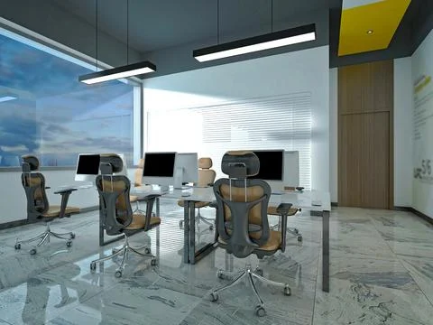 3D Render of Office, Working Space Stock Illustration