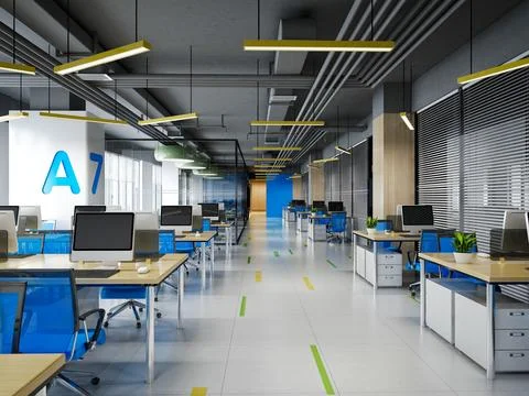 3D Render of Office, Working Space Stock Illustration