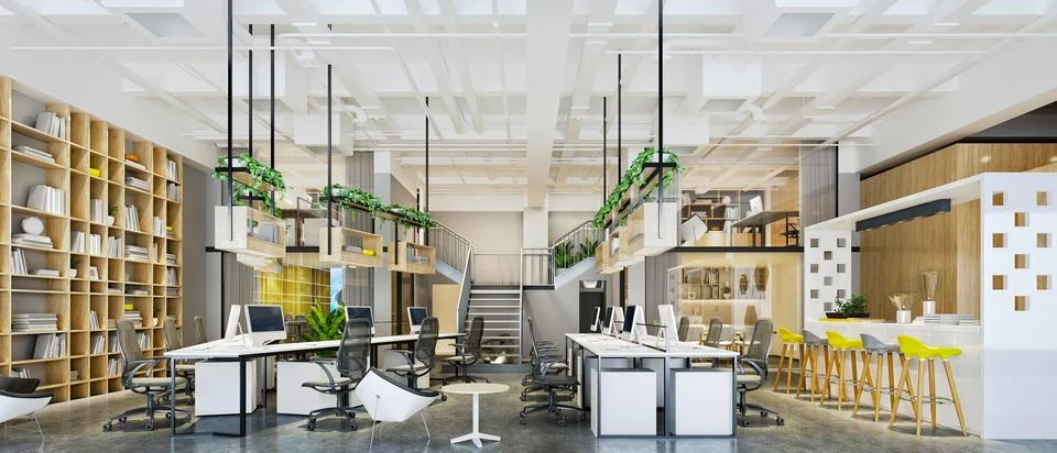 3D Render of Office, Working Space Stock Illustration