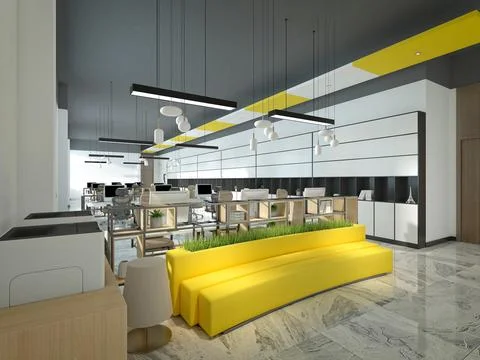 3D Render of Office, Working Space Stock Illustration