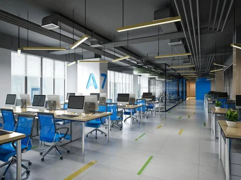 3D Render of Office, Working Space Stock Illustration