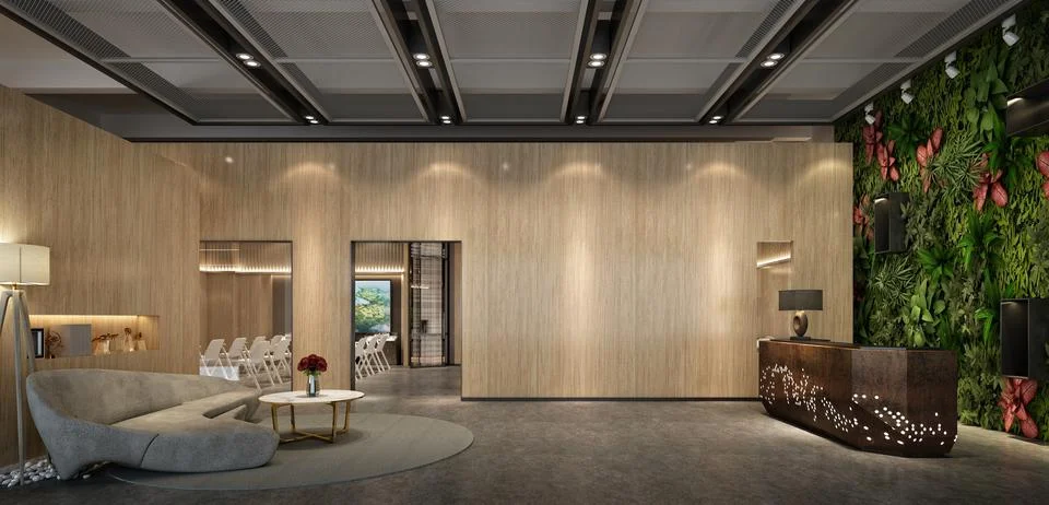 3D Render of Office, Working Space Stock Illustration