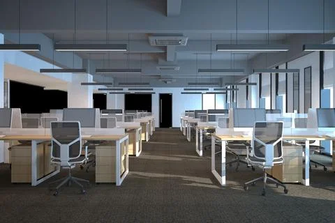 3D Render of Office, Working Space Stock Illustration