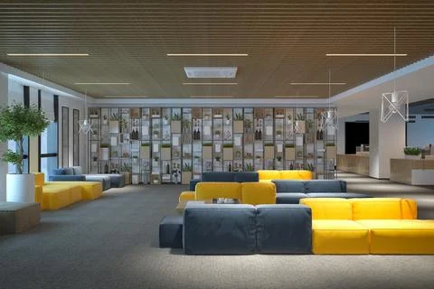 3D Render of Office, Working Space Stock Illustration