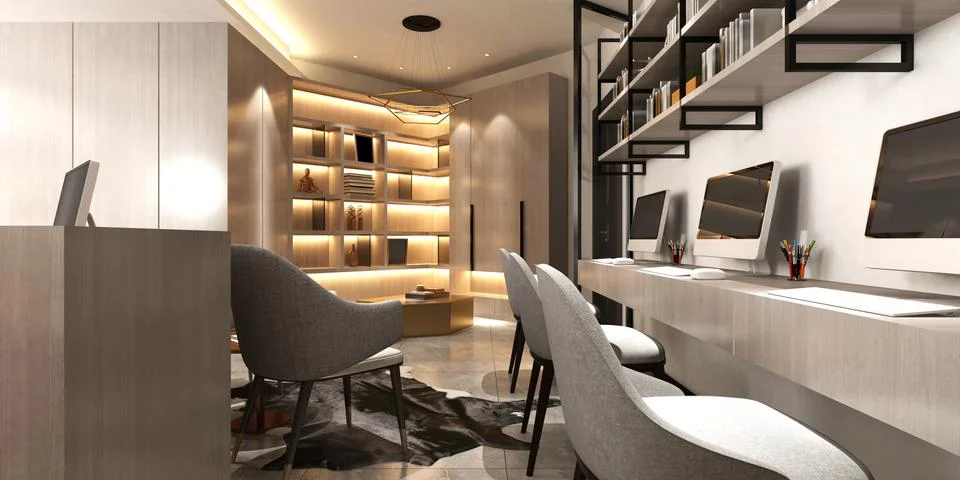 3D Render of Office, Working Space Foto stock