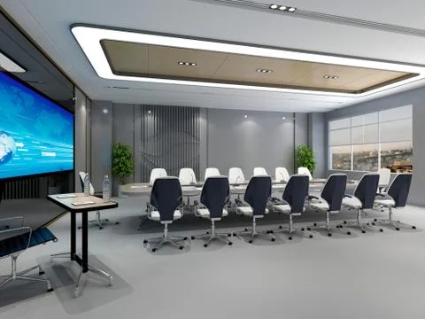 3D Render of Office, Working Space 스톡 사진