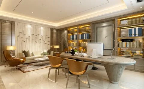3D Render of Office, Working Space Foto stock