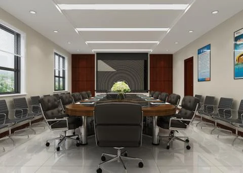 3D Render of Office, Working Space 写真素材