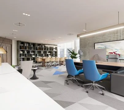 3D Render of Office, Working Space Foto stock