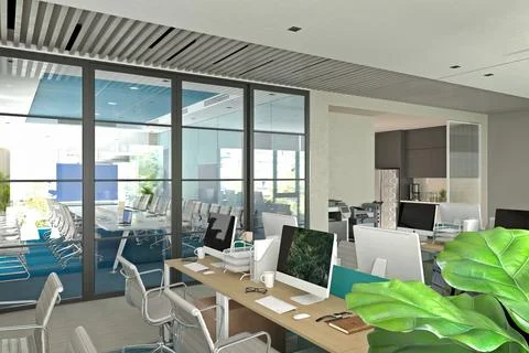 3D Render of Office, Working Space Foto stock