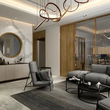 3D Render of Office, Working Space Foto stock