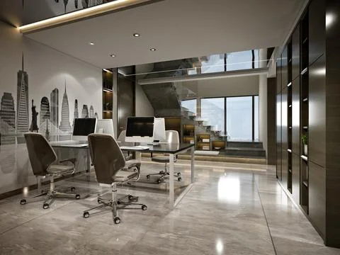 3D Render of Office, Working Space Foto stock