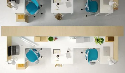 3D Render of Office, Working Space 스톡 사진
