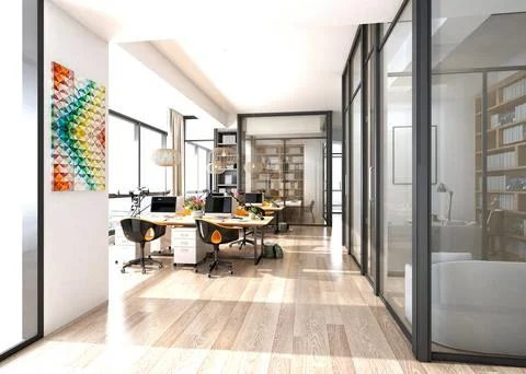 3D Render of Office, Working Space Foto stock