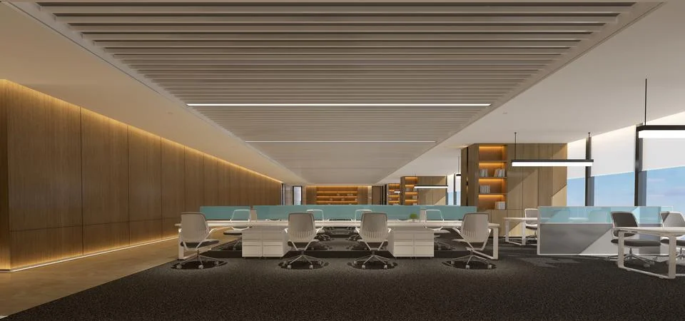 3D Render of Office, Working Space Stock Photos