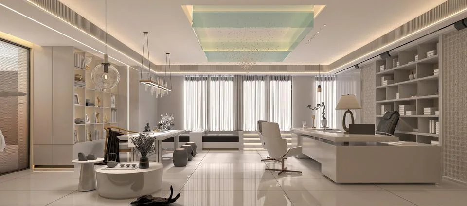 3D Render of Office, Working Space Foto stock