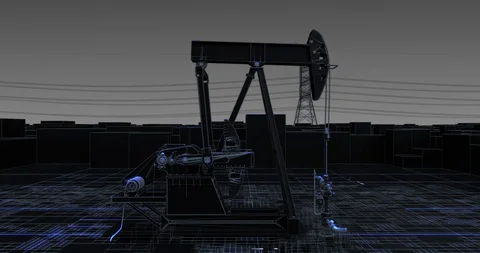 3D render oil pumping animation. 3D illustration video Stock Footage 121373051