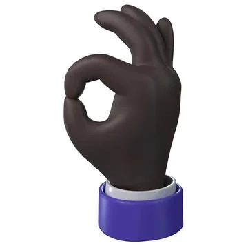 3d render. ok or okay hand icons with various skin tones in cartoon Stock Illustration
