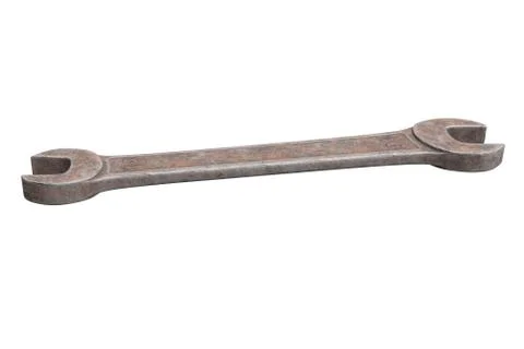 3D render of old and rusty Universal Spanner Wrench isolated on white Stock Illustration