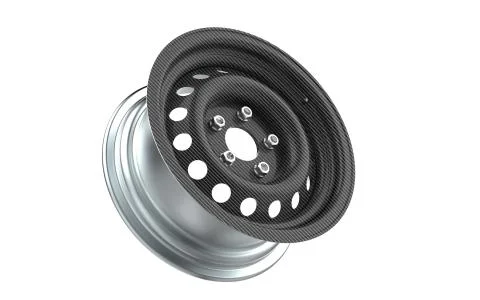 3d render old carbon fiber rim Illustrazione stock