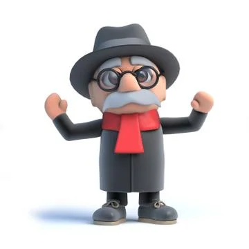 3d render of an old man cheering. Stock Illustration