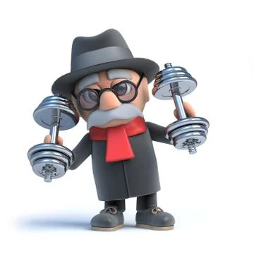 3d render of an old man using some weights. Stockillustratie