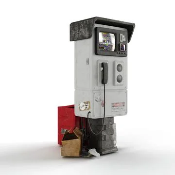3D render of an old phone station on a white background Stock Illustration