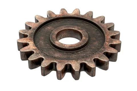 3D render of old Rusty Gear isolated on white Stock Illustration