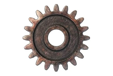 3D render of old Rusty Gear isolated on white Stock Illustration