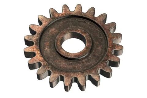 3D render of old Rusty Gear isolated on white Stock Illustration