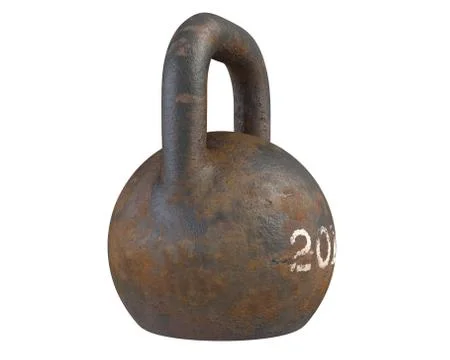 3D render of old rusty Kettlebell isolated on white Stock Illustration