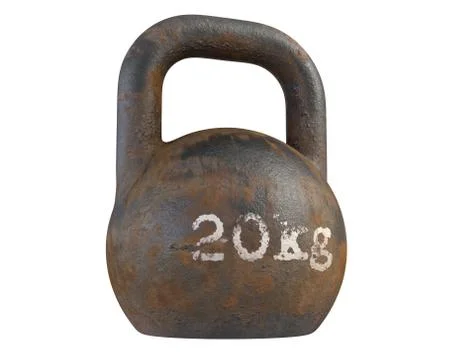 3D render of old rusty Kettlebell isolated on white Stock Illustration