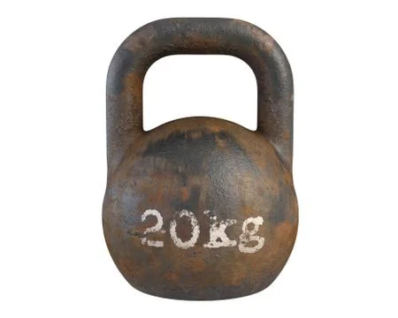 3D render of old rusty Kettlebell isolated on white Stock Illustration