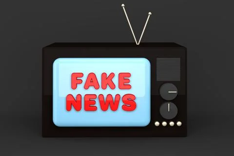 3d render of an old TV. Brown cartoon TV with an inscription on the screen. F Stock Illustration