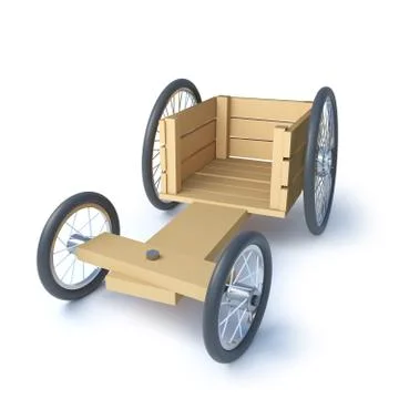 3d render of an old wooden go kart Stockillustratie