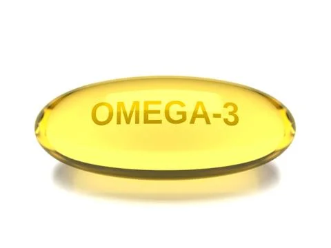 3d render of omega 3 capsule over white Stock Illustration