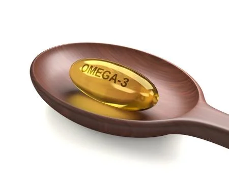 3d render of omega-3 capsule over white Illustrazione stock