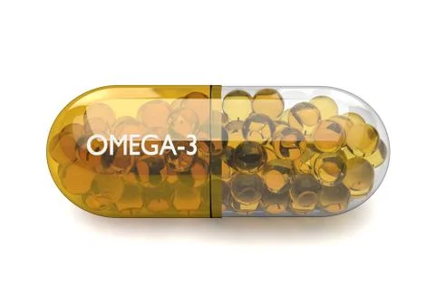 3d render of omega 3 capsule over white Stock Illustration