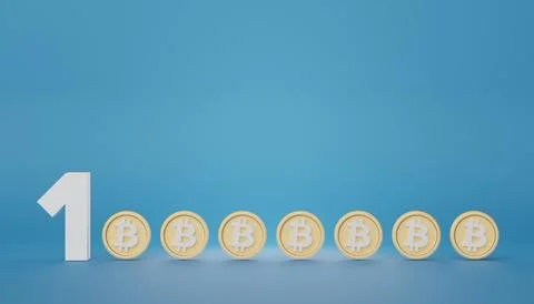 3d render of one million with bitcoin. Golden coins stack in saving money f.. Stock Illustration