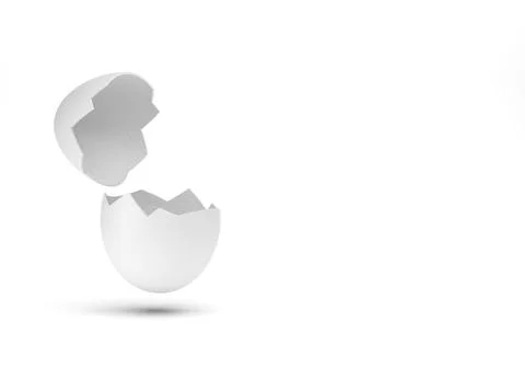 3d render оne open egg from which a chick hatched Stock Illustration