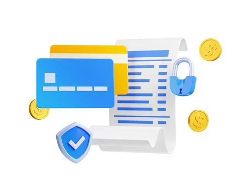 3d render online bill payment, invoice concept イラスト素材