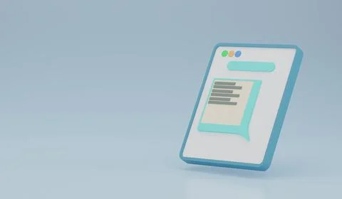 3d render Online office chatting on application concept. Mobile smart phone Stock Illustration