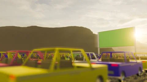 3d render Open air, outdoor or drive-in cinema theater Stock Illustration