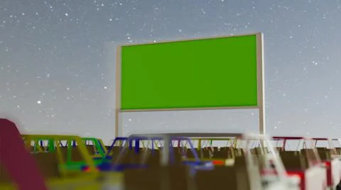 3d render Open air, outdoor or drive-in cinema theater Stock Illustration